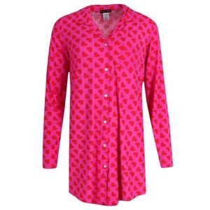 Not a Morning Person Women's Valentine Hearts Button Down Nightshirt